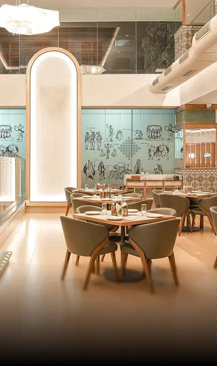 Warm restaurant interiors